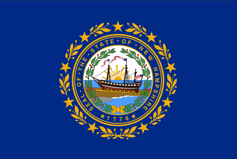New Hampshire flag – how to get married online in New Hampshire guide
