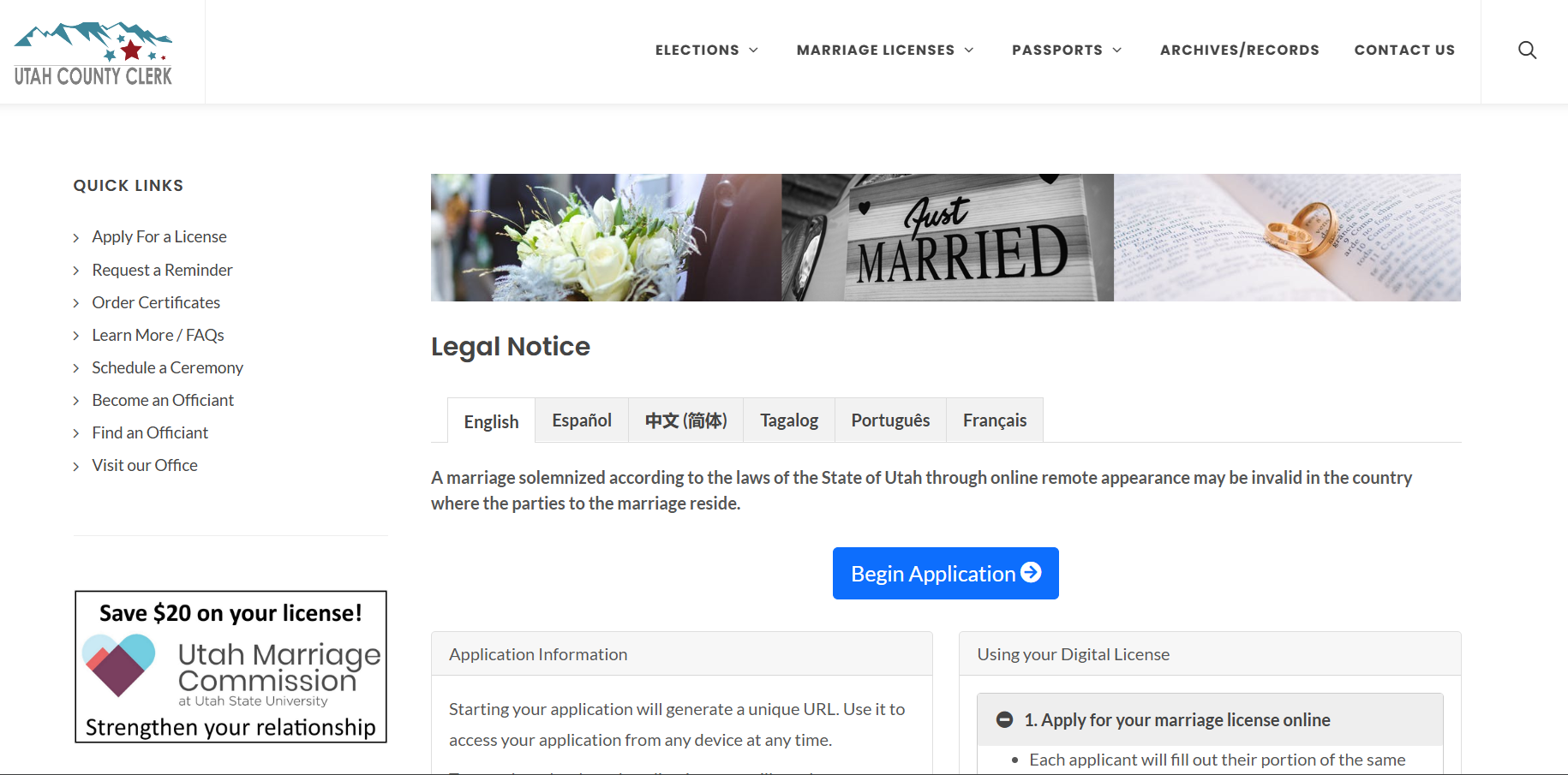 Apply For a Marriage License Online
