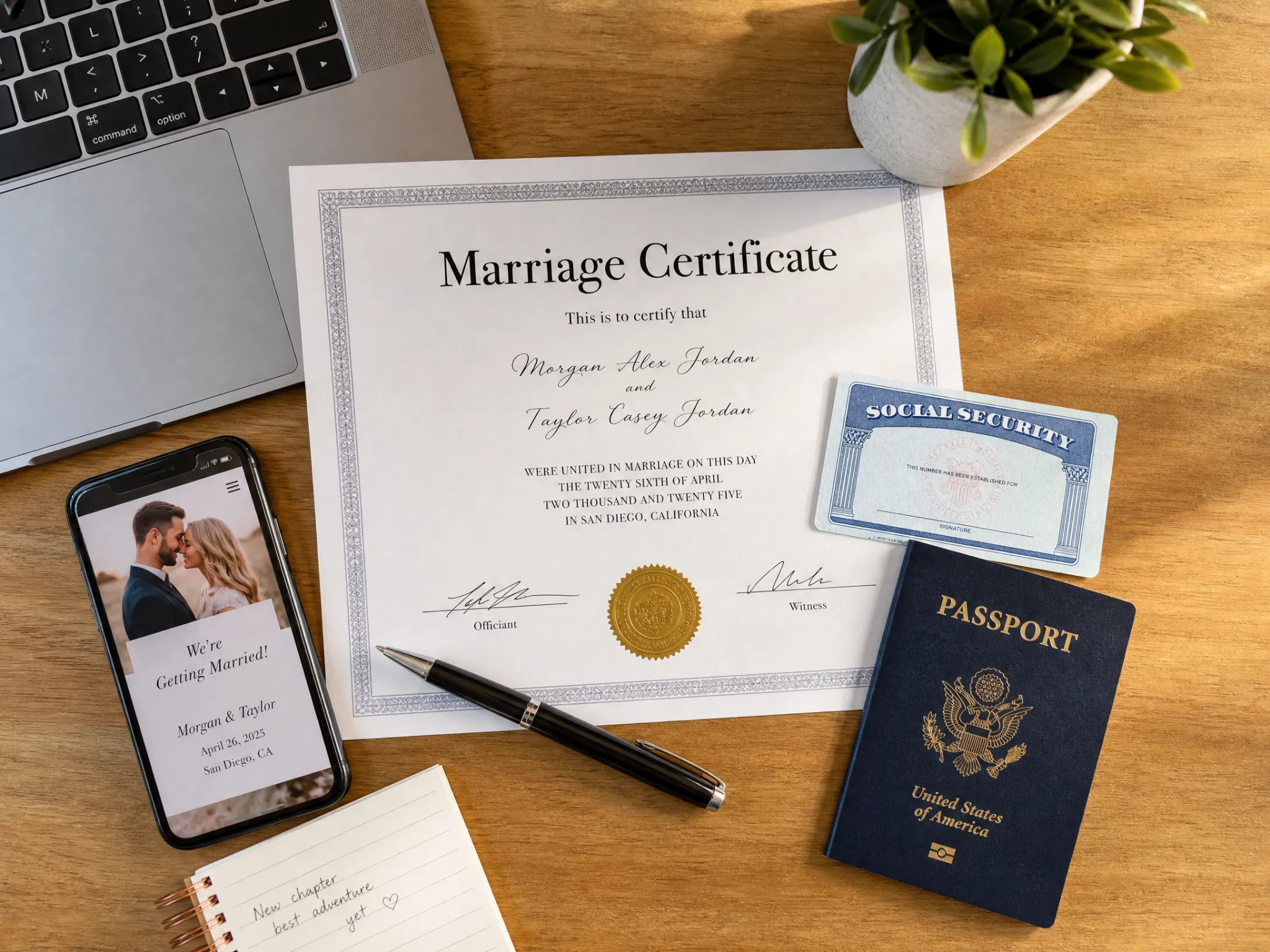 Name Change After an Online Marriage in the US